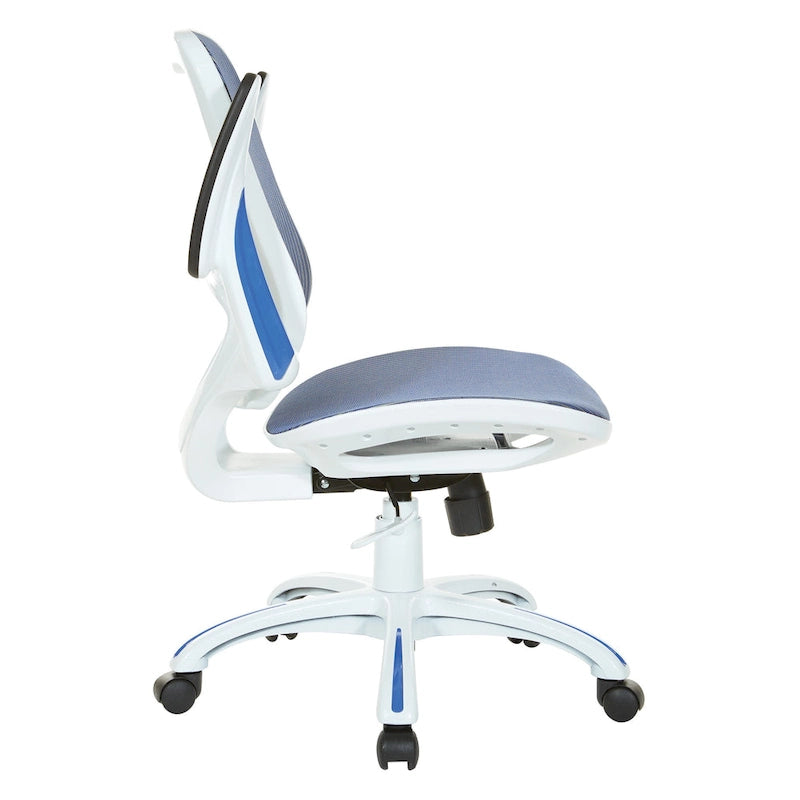 Chaise de bureau avec assise et dossier en maille blanche