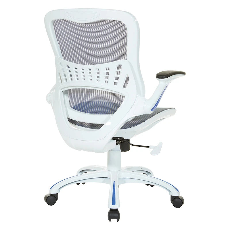 Chaise de bureau avec assise et dossier en maille blanche