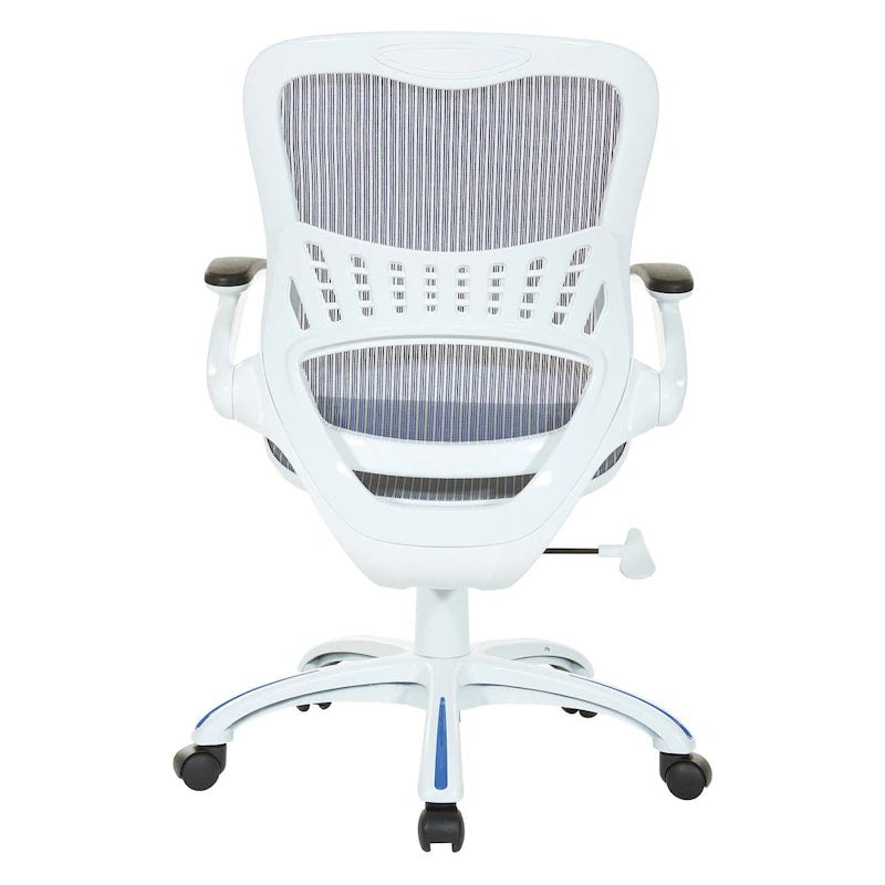 Chaise de bureau avec assise et dossier en maille blanche