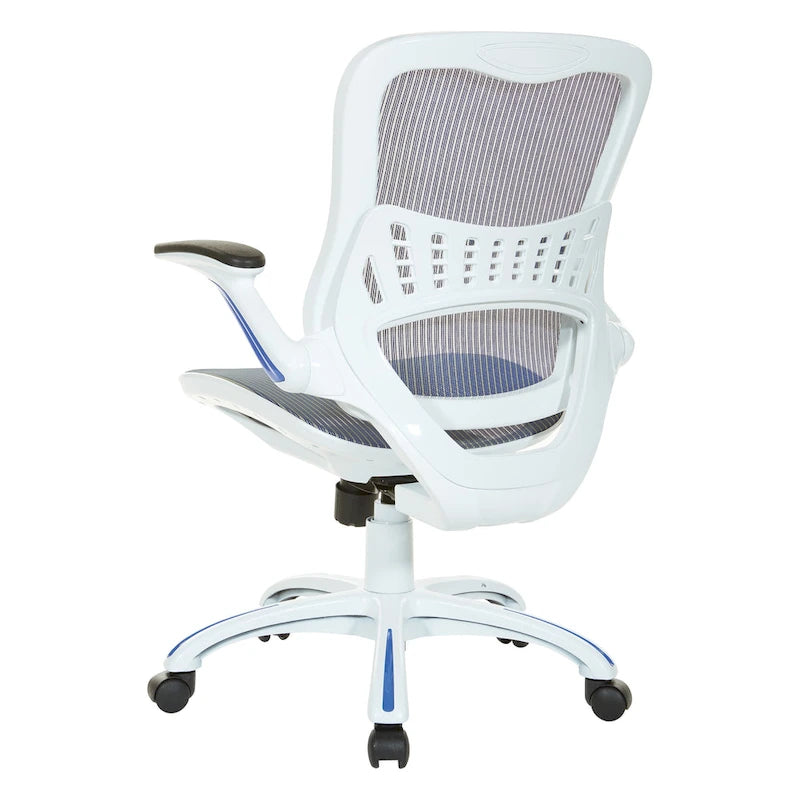 Chaise de bureau avec assise et dossier en maille blanche