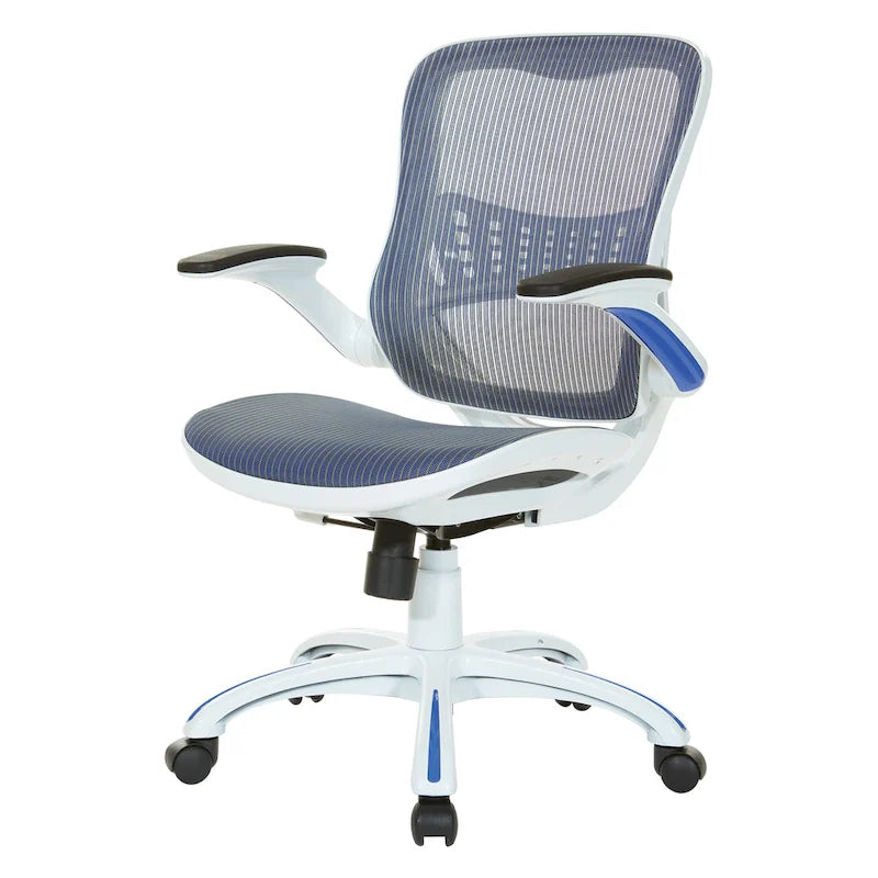 Chaise de bureau avec assise et dossier en maille blanche