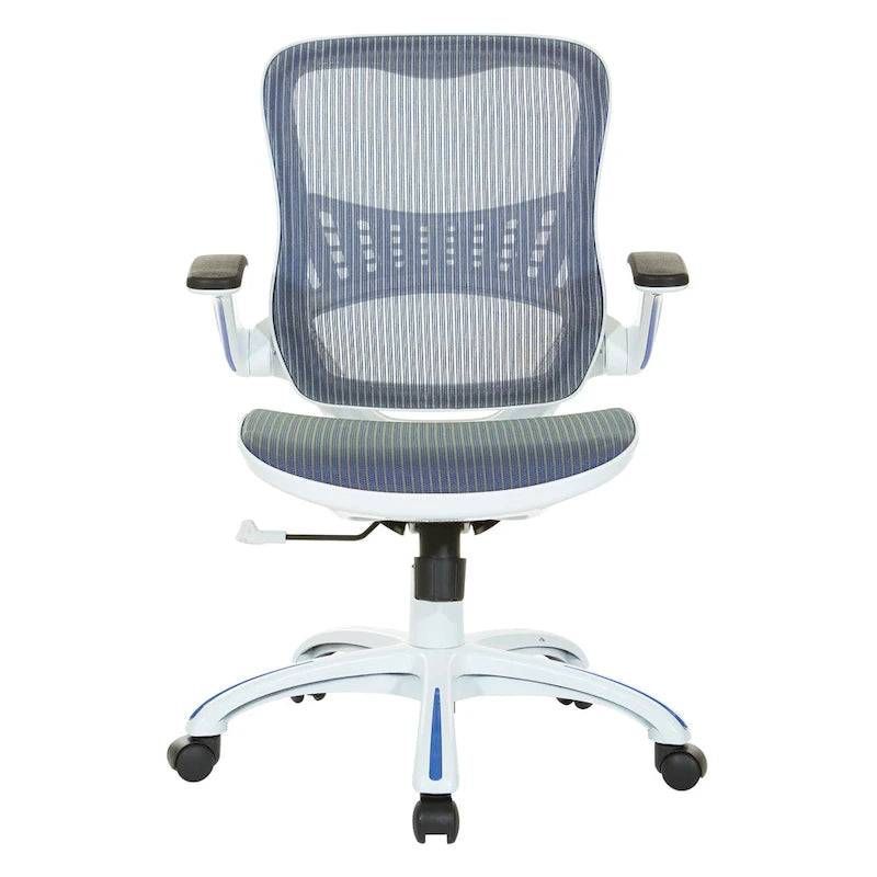 Chaise de bureau avec assise et dossier en maille blanche