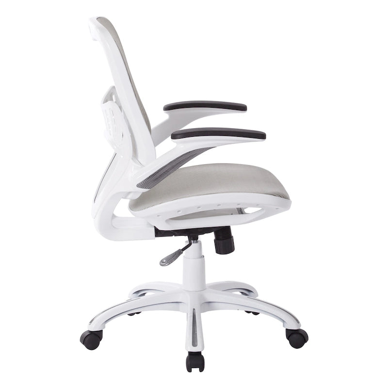 Chaise de bureau avec assise et dossier en maille blanche