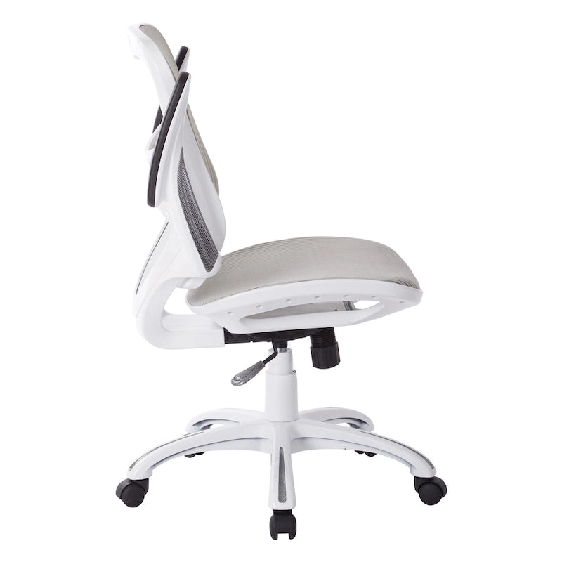 Chaise de bureau avec assise et dossier en maille blanche
