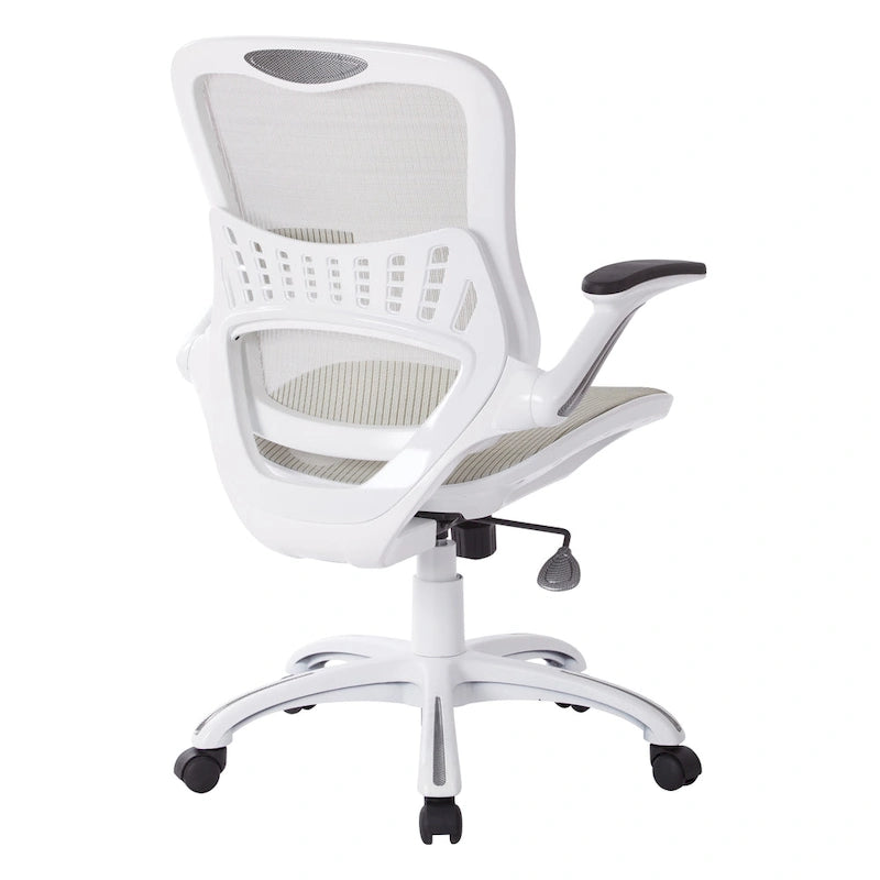 Chaise de bureau avec assise et dossier en maille blanche