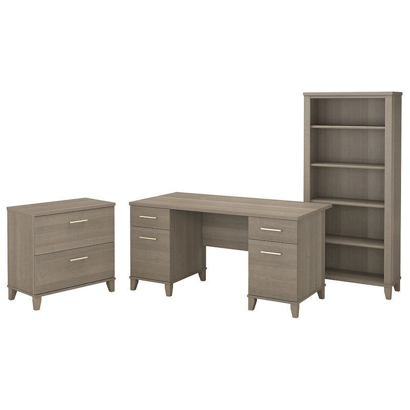 Bureau de 60 W avec meuble de rangement et bibliothèque à 5 étagères