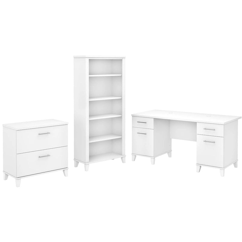 Bureau de 60 W avec meuble de rangement et bibliothèque à 5 étagères
