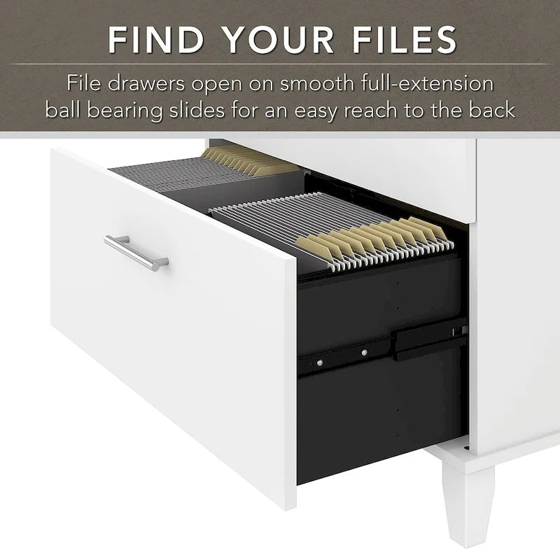 Bureau de 60 W avec meuble de rangement et bibliothèque à 5 étagères