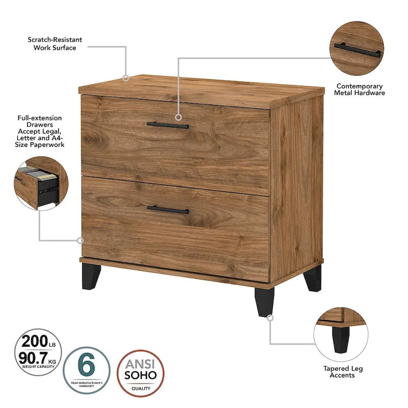 Bureau de 60 W avec meuble de rangement et bibliothèque à 5 étagères