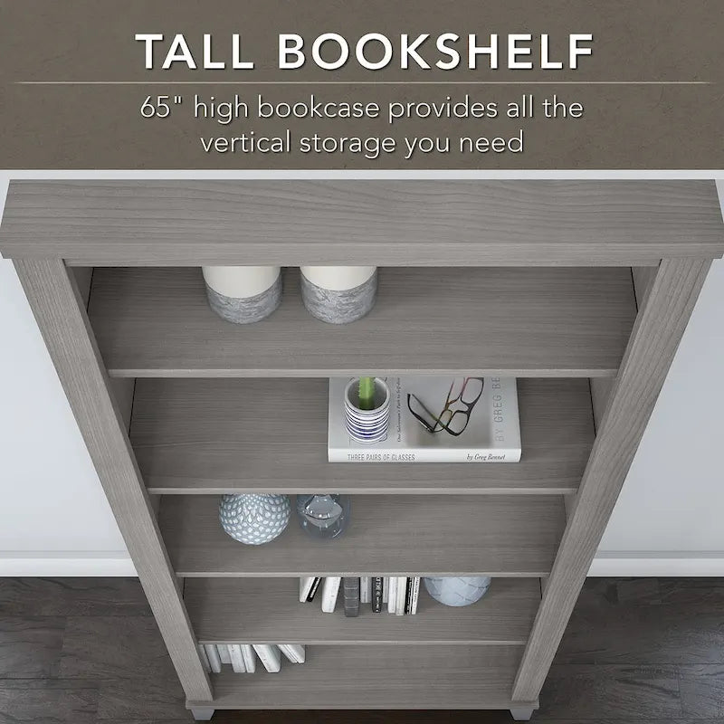 Bureau de 60 W avec meuble de rangement et bibliothèque à 5 étagères