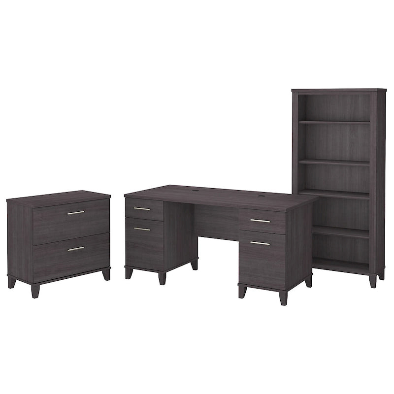 Bureau de 60 W avec meuble de rangement et bibliothèque à 5 étagères
