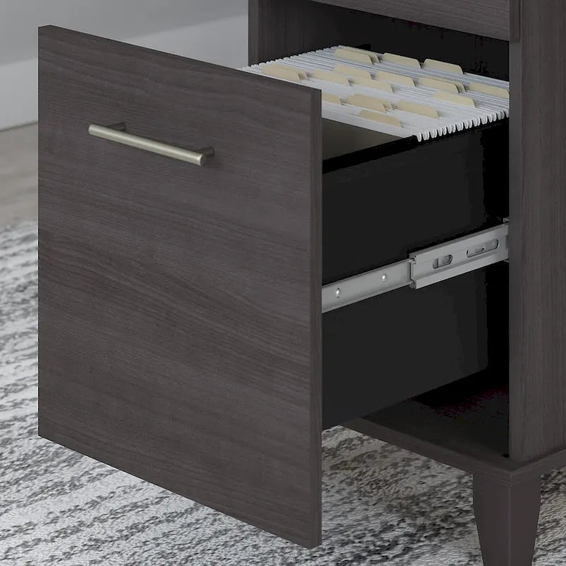 Bureau de 60 W avec meuble de rangement et bibliothèque à 5 étagères