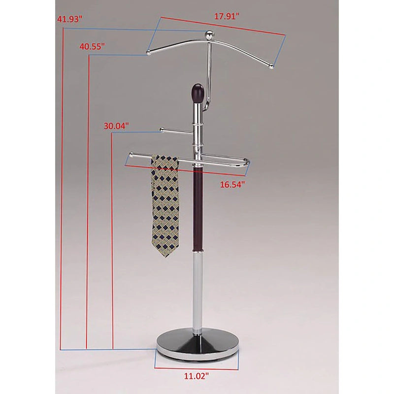 Porte-costume avec valet de nuit, finition noyer