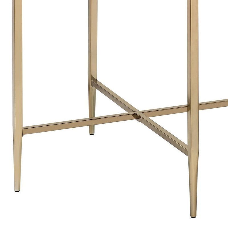 Table d'appoint avec plateau ovale en marbre et piètement en X, gris et doré