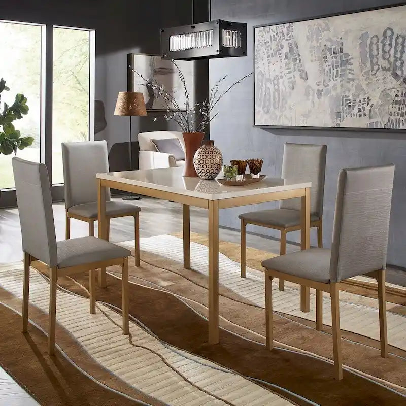 avec Table de salle à manger à plateau en faux marbre par