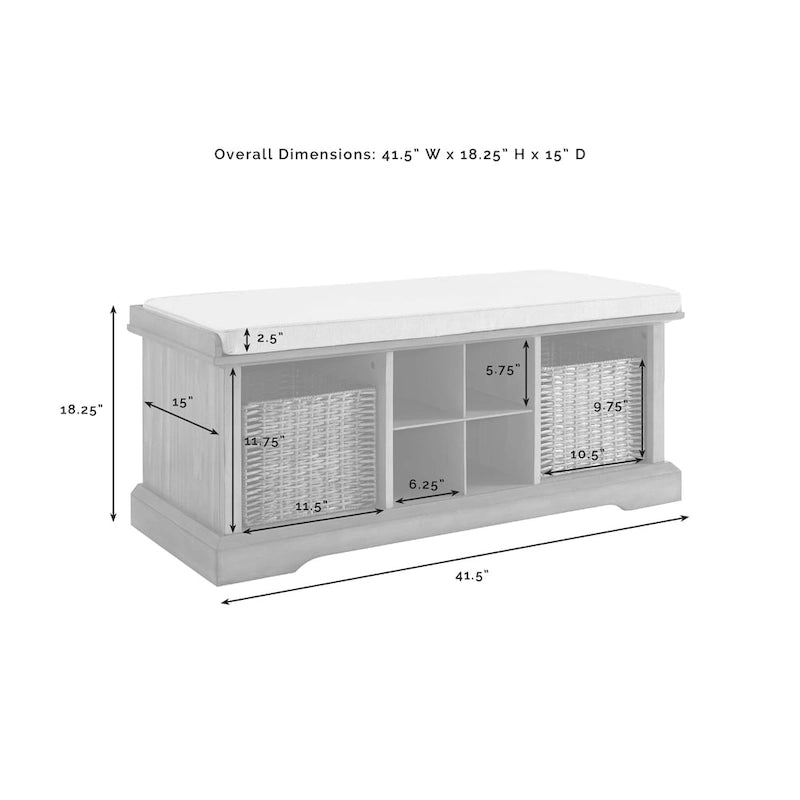 Banc de rangement d'entrée en bois blanc