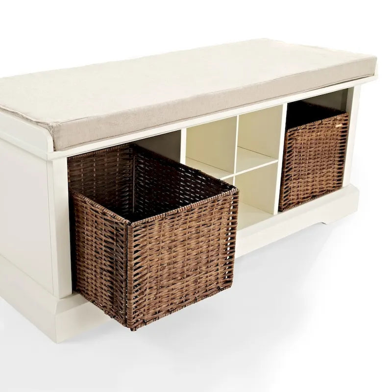 Banc de rangement d'entrée en bois blanc