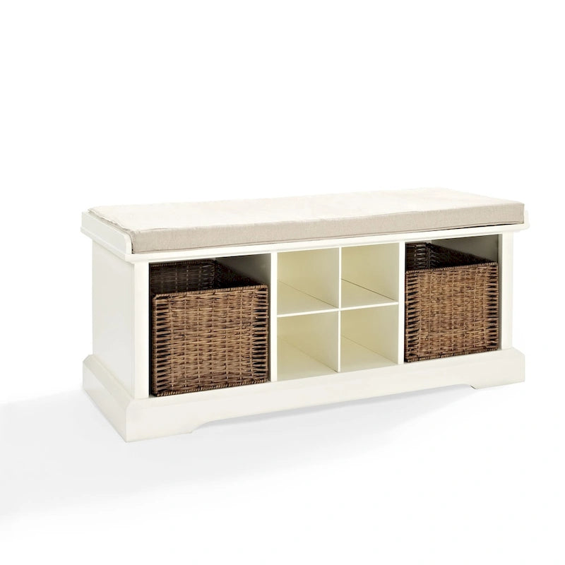 Banc de rangement d'entrée en bois blanc