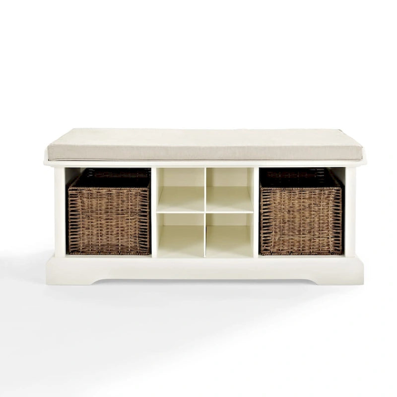 Banc de rangement d'entrée en bois blanc