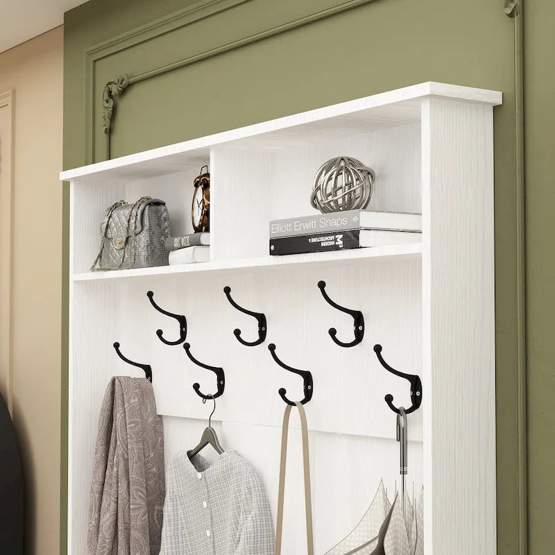Porte-manteau et banc de rangement avec étagère à chaussures pour entrée
