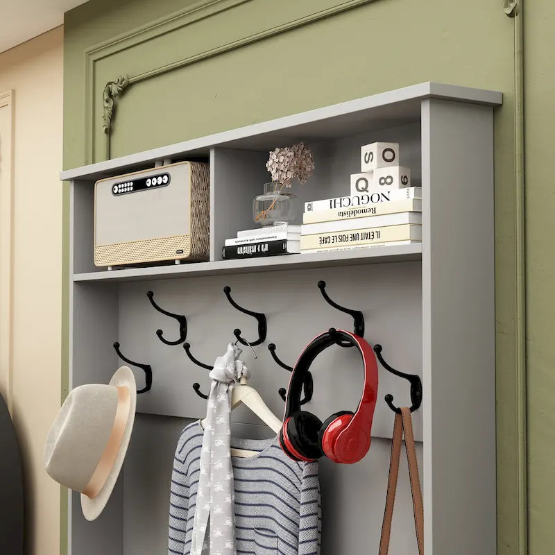 Porte-manteau et banc de rangement avec étagère à chaussures pour entrée