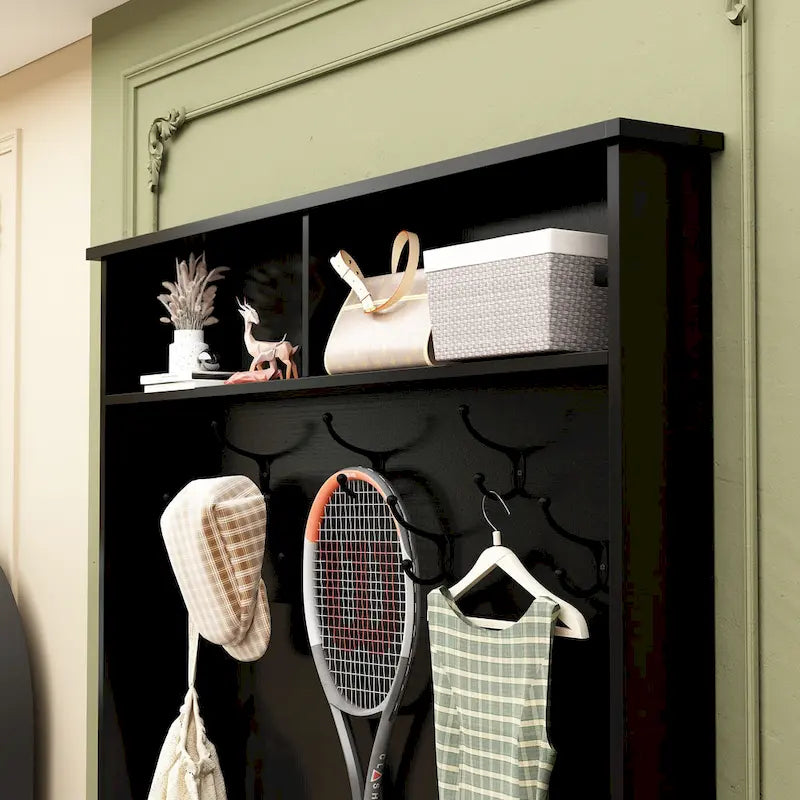 Porte-manteau et banc de rangement avec étagère à chaussures pour entrée