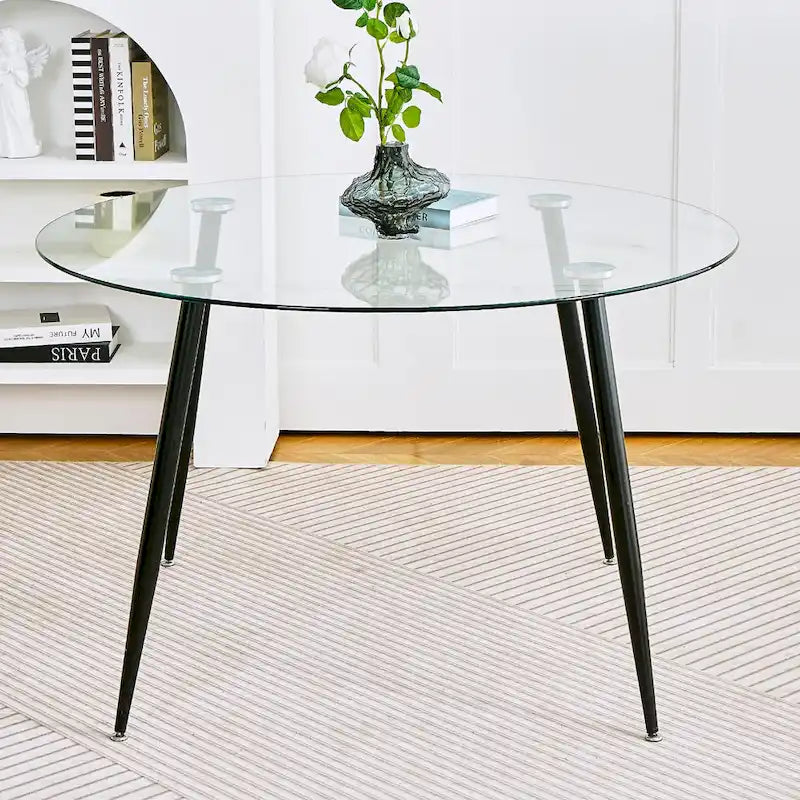 table basse simple, verre trempé de haute qualité, matériau métallique