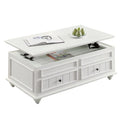 48 Inch Coffee Table, Lift Top Function, 2 Drawers, White Poplar Wood