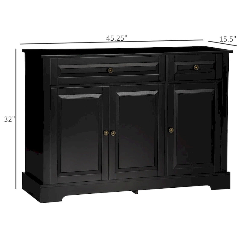 Buffet Bahut, Meuble de Cuisine avec 2 Tiroirs et Étagères Réglables, Meuble Bar à Café