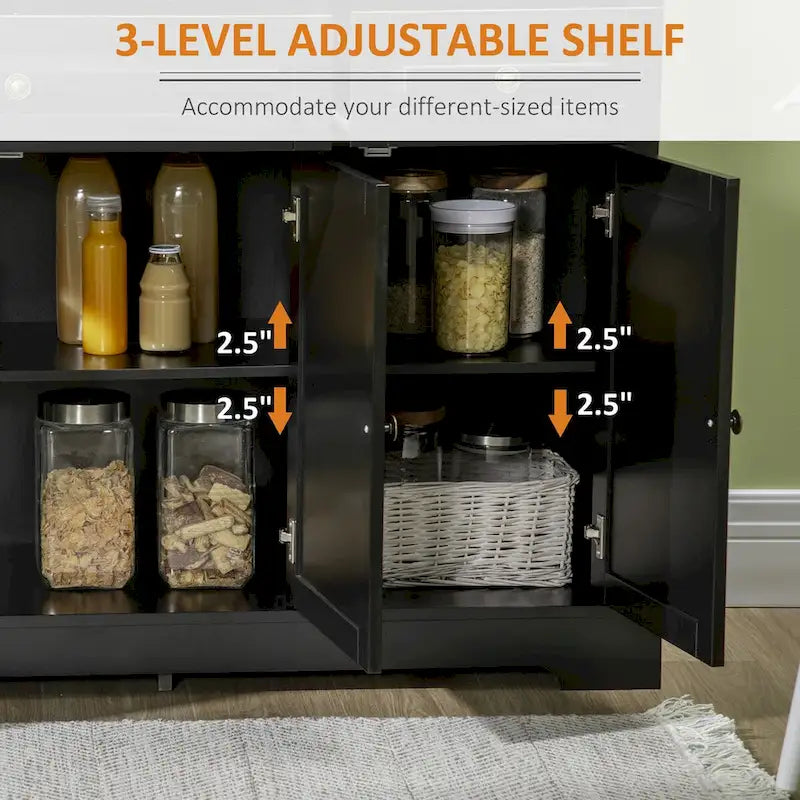 Buffet Bahut, Meuble de Cuisine avec 2 Tiroirs et Étagères Réglables, Meuble Bar à Café