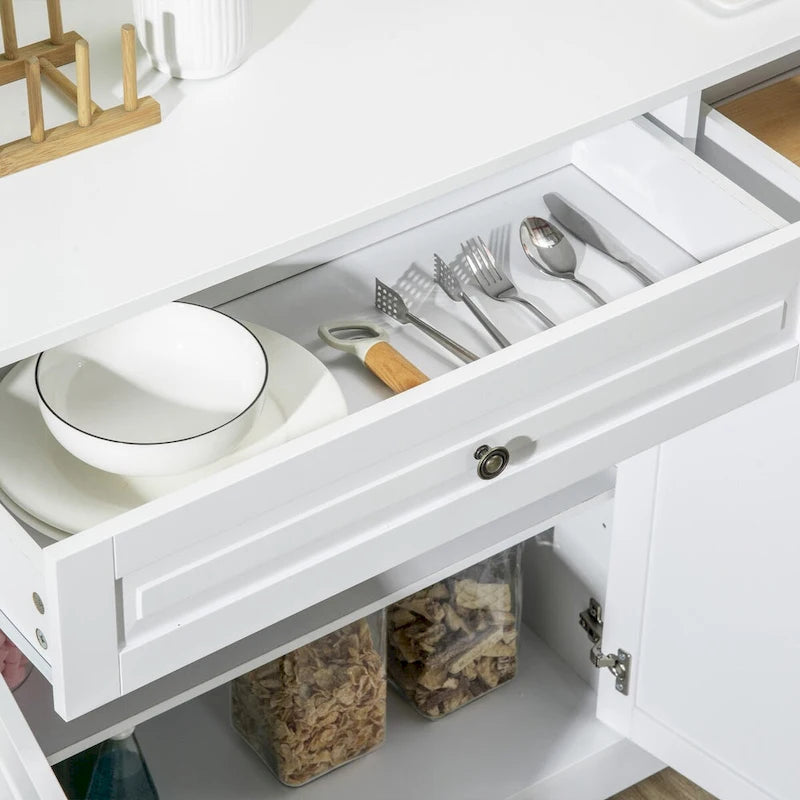 Buffet Bahut, Meuble de Cuisine avec 2 Tiroirs et Étagères Réglables, Meuble Bar à Café