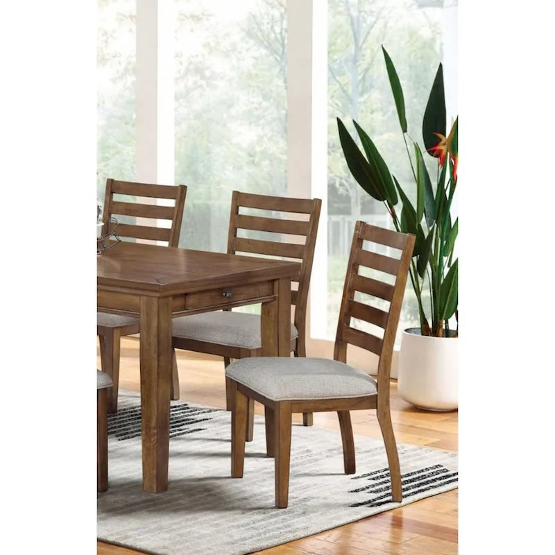 Ensemble de 2 chaises d'appoint en noyer, gris clair, dossier échelle