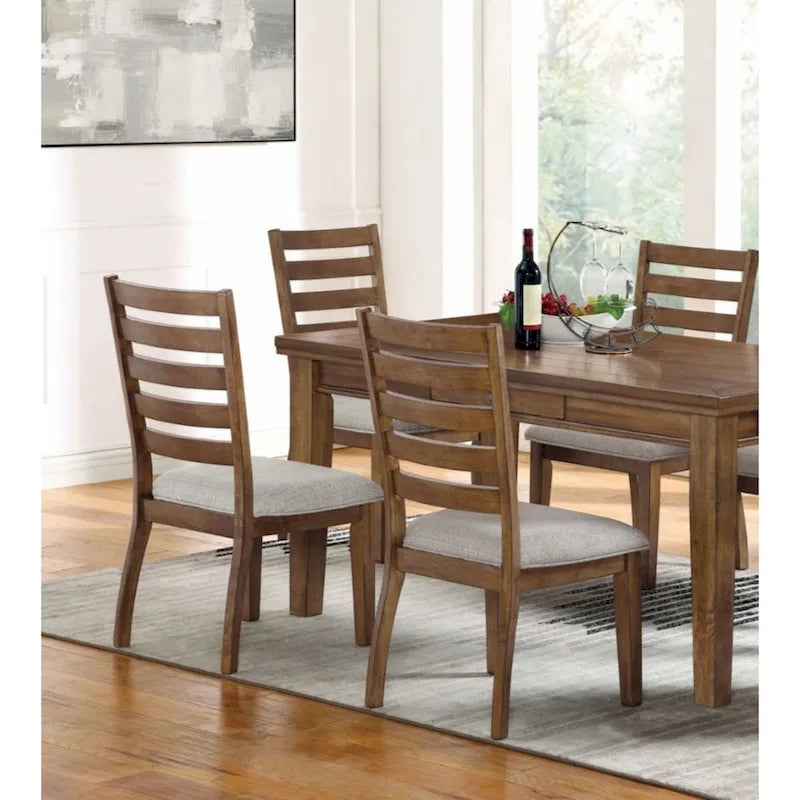 Ensemble de 2 chaises d'appoint en noyer, gris clair, dossier échelle