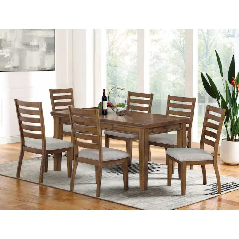 Ensemble de 2 chaises d'appoint en noyer, gris clair, dossier échelle