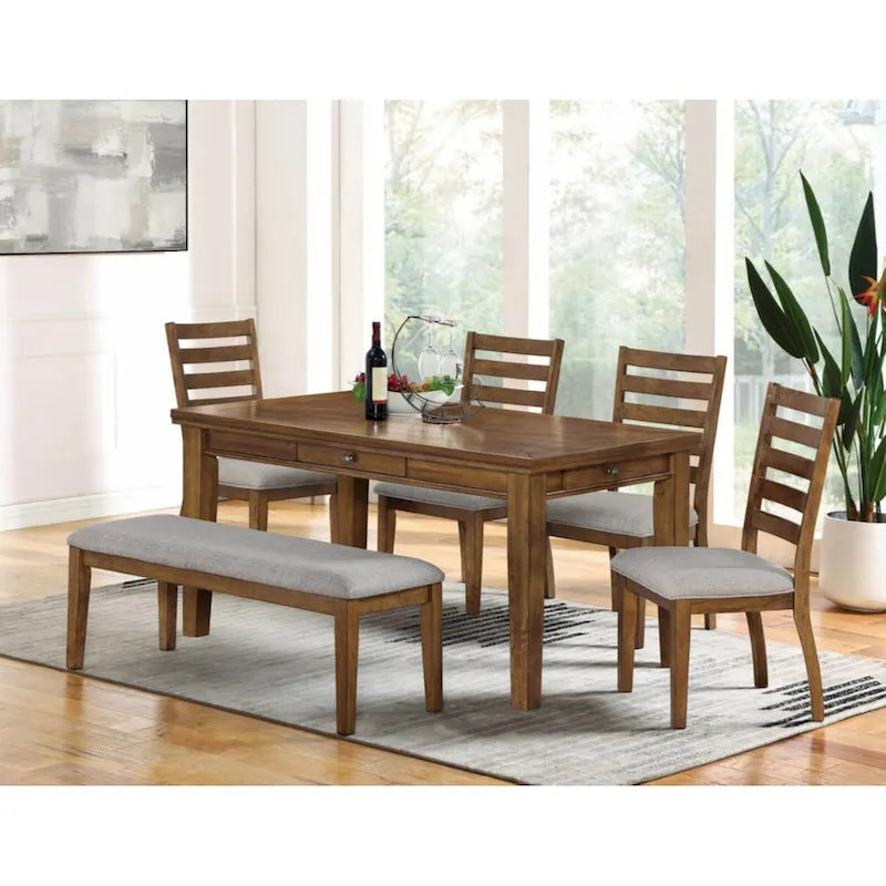 Ensemble de 2 chaises d'appoint en noyer, gris clair, dossier échelle