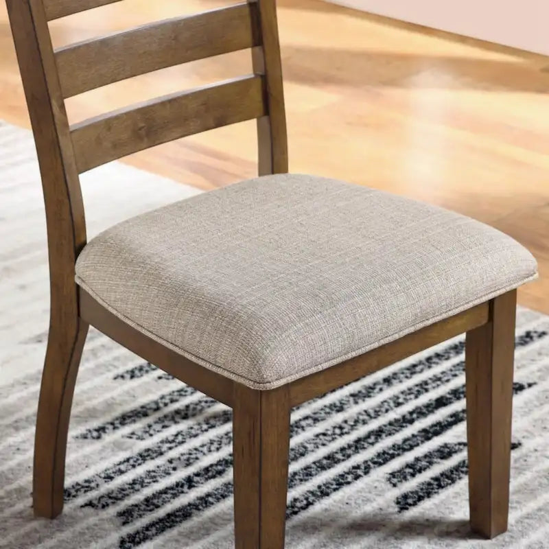Ensemble de 2 chaises d'appoint en noyer, gris clair, dossier échelle